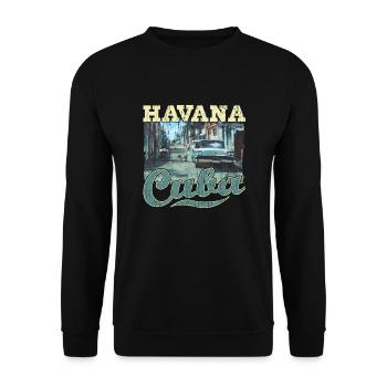 La Havane Cuba Graffiti Street Art - Sweat-shirt Unisexe - noir - Devant - Alina (178cm) & Michal (187cm)