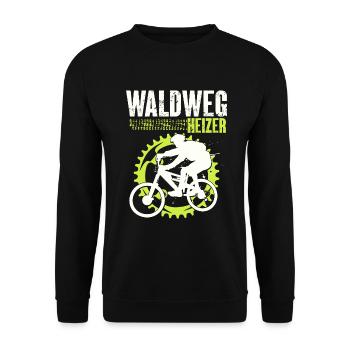 Waldweg Heizer MTB Mountainbike Mountainbiker - Unisex Pullover - Schwarz - Vorne - Alina (178cm) & Michal (187cm)