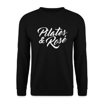 Pilates et Rosé - Humour Sport Santé - Sweat-shirt Unisexe - noir - Devant - Alina (178cm) & Michal (187cm)