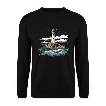 Lighthouse Coast Sea Sea Ocean Baltic Sea North Sea - Unisex Sweatshirt - black - Front - Alina (178cm) & Michal (187cm)