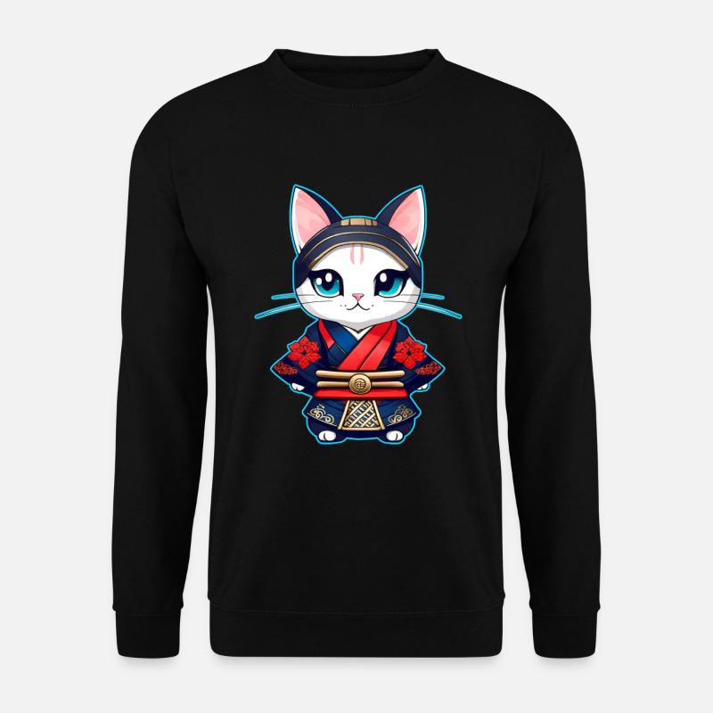 Cute samurai cat - Unisex Sweatshirt - black