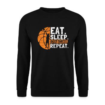 Basketball Manger Sommeil Shoot Threes Répéter Sport - Sweat-shirt Unisexe - noir - Devant - Alina (178cm) & Michal (187cm)