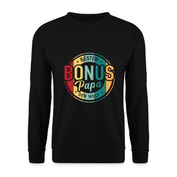Bonus Papa Bester Bonuspapa Bonusvater T-Shirt - Unisex Pullover - Schwarz - Vorne - Alina (178cm) & Michal (187cm)