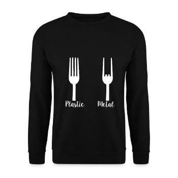Plastic Metal Heavy Metal Fork Fork Forks - Unisex Sweatshirt - black - Front - Alina (178cm) & Michal (187cm)
