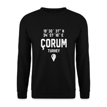 19 Corum Turkish license plate as a gift - Unisex Sweatshirt - black - Front - Alina (178cm) & Michal (187cm)