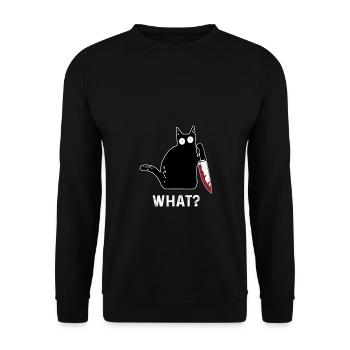 Funny killer cat What - Unisex Sweatshirt - black - Front - Alina (178cm) & Michal (187cm)