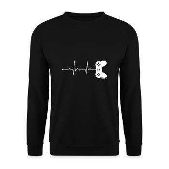 Gamer Controller Herzschlag Gaming Lustig Geschenk - Unisex Pullover - Schwarz - Vorne - Alina (178cm) & Michal (187cm)