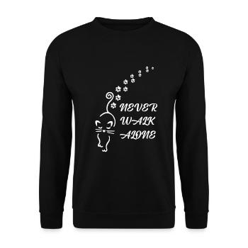 Never Walk alone Frau Katze Shirt - Unisex Pullover - Schwarz - Vorne - Alina (178cm) & Michal (187cm)