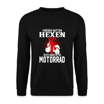 Motorradfahrerin Motorrad Frauen - Unisex Pullover - Schwarz - Vorne - Alina (178cm) & Michal (187cm)