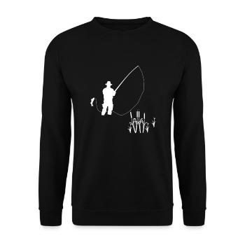 Fischen Fischer See - Unisex Pullover - Schwarz - Vorne - Alina (178cm) & Michal (187cm)