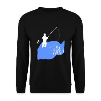Fischen Fischer See - Unisex Pullover - Schwarz - Vorne - Alina (178cm) & Michal (187cm)