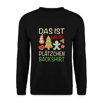 Das ist mein Plätzchen Backshirt backen - Unisex Pullover - Schwarz - Vorne - Alina (178cm) & Michal (187cm)