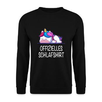 Offizielles Schlafshirt Einhorn - Unisex Pullover - Schwarz - Vorne - Alina (178cm) & Michal (187cm)
