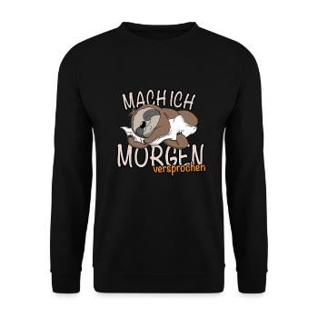 Faulenzer Faultier - Mach Ich Morgen versprochen - Unisex Pullover - Schwarz - Vorne - Alina (178cm) & Michal (187cm)