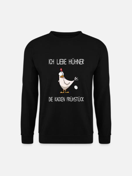 Hühner - Ich liebe Hühner die kacken Frühstück - Unisex Pullover - Schwarz