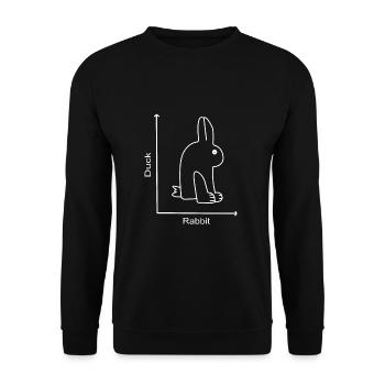 DUCK RABBIT - Hase Ente - Graph lesson - Unisex Pullover - Schwarz - Vorne - Alina (178cm) & Michal (187cm)