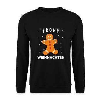 Merry Christmas Frohe Weihnachten süß Lebkuchen - Unisex Pullover - Schwarz - Vorne - Alina (178cm) & Michal (187cm)
