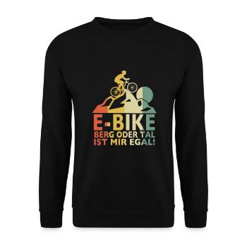 E Bike E-Bike Berg oder Tal ist mir egal - Unisex Pullover - Schwarz - Vorne - Alina (178cm) & Michal (187cm)