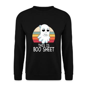 This is Boo Sheet Ghost Retro Halloween Costume - Unisex Sweatshirt - black - Front - Alina (178cm) & Michal (187cm)
