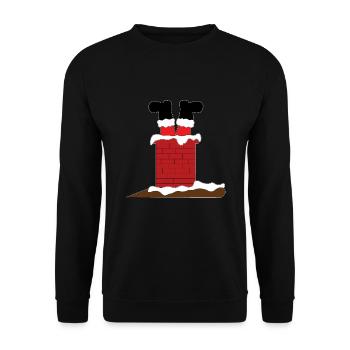 Merry Christmas Weihnachtsmann Schornstein - Unisex Pullover - Schwarz - Vorne - Alina (178cm) & Michal (187cm)