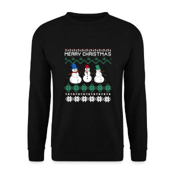 Merry Christmas Frohe Weihnachten - Unisex Sweatshirt - black - Front - Alina (178cm) & Michal (187cm)