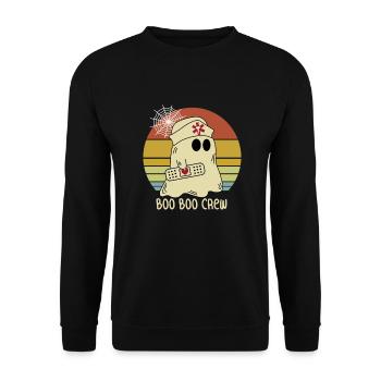 Boo Boo Crew Nurse Ghost Lustiges Halloween-Kostüm - Unisex Pullover - Schwarz - Vorne - Alina (178cm) & Michal (187cm)