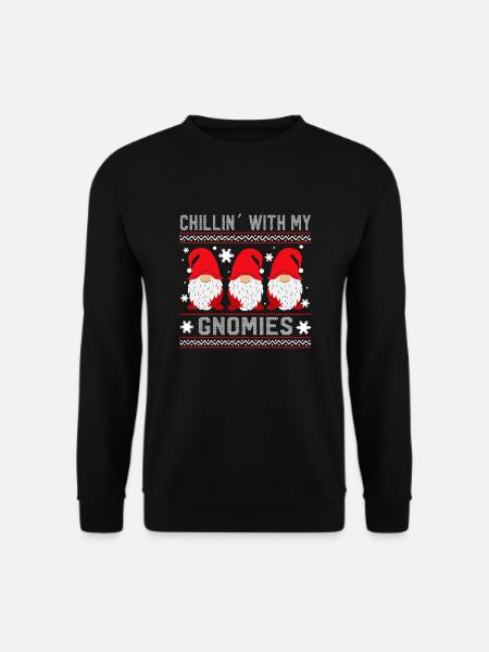 Mit meinen Gnomies hängen Chillin mit meinen Gnomi - Unisex Pullover - Schwarz
