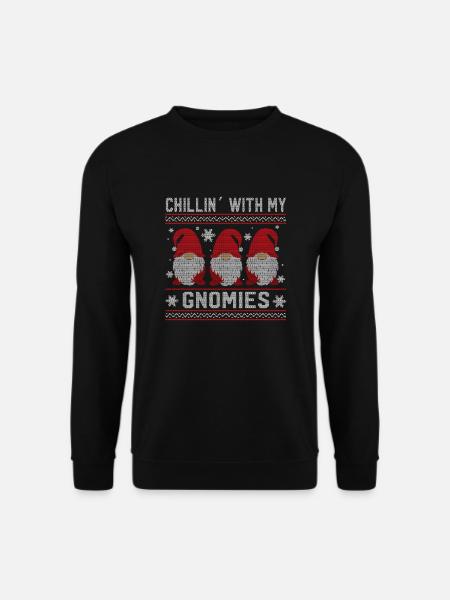 Mit meinen Gnomies hängen Chillin mit meinen Gnomi - Unisex Pullover - Schwarz
