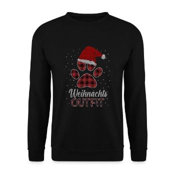 Merry Christmas Weihnachts Outfit mit Hund - Unisex Pullover - Schwarz - Vorne - Alina (178cm) & Michal (187cm)