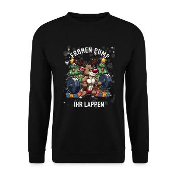 Merry pump her rag bodybuilder reindeer power - Unisex Sweatshirt - black - Front - Alina (178cm) & Michal (187cm)
