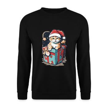 Noël miaou chat | Chaton Noël Cadeau Mignon - Sweat-shirt Unisexe - noir - Devant - Alina (178cm) & Michal (187cm)