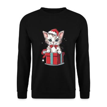Chat Miaous, Noël | Chaton Noël cadeau Sweet - Sweat-shirt Unisexe - noir - Devant - Alina (178cm) & Michal (187cm)