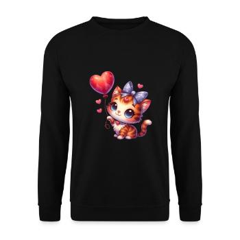 Chat volant avec des ballons chats mignons - Sweat-shirt Unisexe - noir - Devant - Alina (178cm) & Michal (187cm)