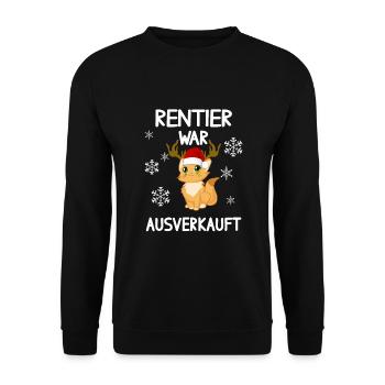 Rentier war aus Katze Weihnachten Lustige Sprüche - Unisex Pullover - Schwarz - Vorne - Alina (178cm) & Michal (187cm)