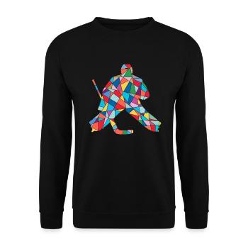 Eishockey Torwart Jungen Herren Eishockeyspieler - Unisex Pullover - Schwarz - Vorne - Alina (178cm) & Michal (187cm)