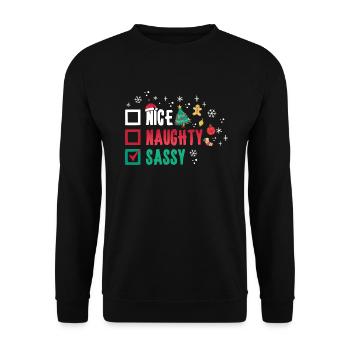 Christmas Funny Witty Humor Nice Naughty Sassy - Unisex Sweatshirt - black - Front - Alina (178cm) & Michal (187cm)