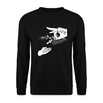 Gott Religion Glaube Leben Retten Hand Geschenk - Unisex Pullover - Schwarz - Vorne - Alina (178cm) & Michal (187cm)