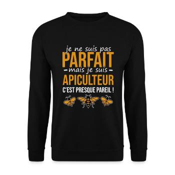 Pas parfait mais apiculteur | abeille miel ruche - Sweat-shirt Unisexe - noir - Devant - Alina (178cm) & Michal (187cm)