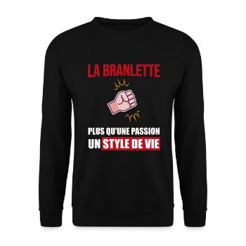 branlette branleur passion style de vie beauf - Sweat-shirt Unisexe - noir - Devant - Alina (178cm) & Michal (187cm)
