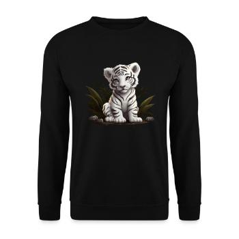 Baby Weißer Tiger Wildkatze Jungle - Unisex Pullover - Schwarz - Vorne - Alina (178cm) & Michal (187cm)