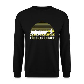 Führungskraft Kühe Landwirt Bauer Geschenkidee - Unisex Pullover - Schwarz - Vorne - Alina (178cm) & Michal (187cm)