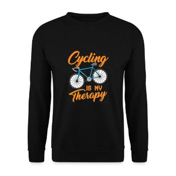 Fahrradfahren ist meine Therapie - Fahrrad Sport - Unisex Pullover - Schwarz - Vorne - Alina (178cm) & Michal (187cm)