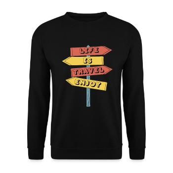 Life is travel enjoy - Sweat-shirt Unisexe - noir - Devant - Alina (178cm) & Michal (187cm)