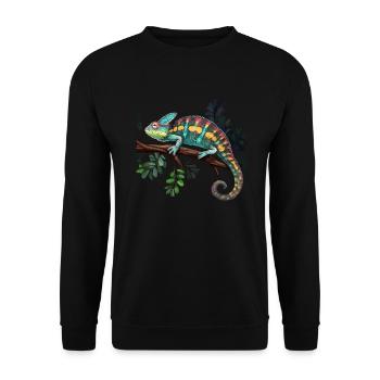 Chameleon Branch Reptiles - Unisex Sweatshirt - black - Front - Alina (178cm) & Michal (187cm)