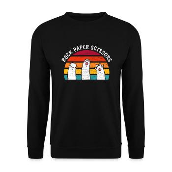 Cat Saying Funny Cat Rock Paper Scissors - Sweat-shirt Unisexe - noir - Devant - Alina (178cm) & Michal (187cm)