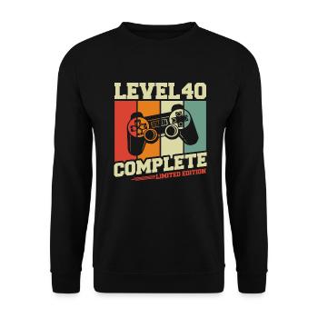 40 Cadeau d’anniversaire Niveau 40 Complet - Sweat-shirt Unisexe - noir - Devant - Alina (178cm) & Michal (187cm)