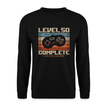 50 Birthday Gift 50 Years Level 50 Complete - Unisex Sweatshirt - black - Front - Alina (178cm) & Michal (187cm)