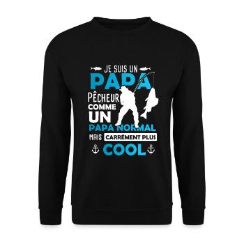 Papa Pêcheur / Cadeau Pêche / Fête des Pères - Sweat-shirt Unisexe - noir - Devant - Alina (178cm) & Michal (187cm)