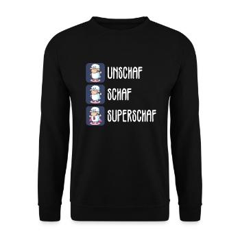 FOTOGRAFIE FOKUS SCHAF UNSCHAF SUPERSCHAF GESCHENK - Unisex Pullover - Schwarz - Vorne - Alina (178cm) & Michal (187cm)