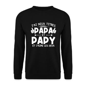 Papa et papy - Sweat-shirt Unisexe - noir - Devant - Alina (178cm) & Michal (187cm)